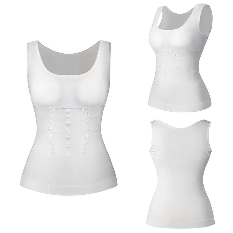 Women Padded Shapewear Camisole Body Shaper Compression Shirt With Pads Waist Trainer Tummy Slimming Tank Tops Seamless Corset