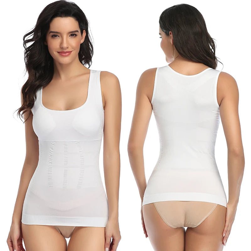 Women Padded Shapewear Camisole Body Shaper Compression Shirt With Pads Waist Trainer Tummy Slimming Tank Tops Seamless Corset