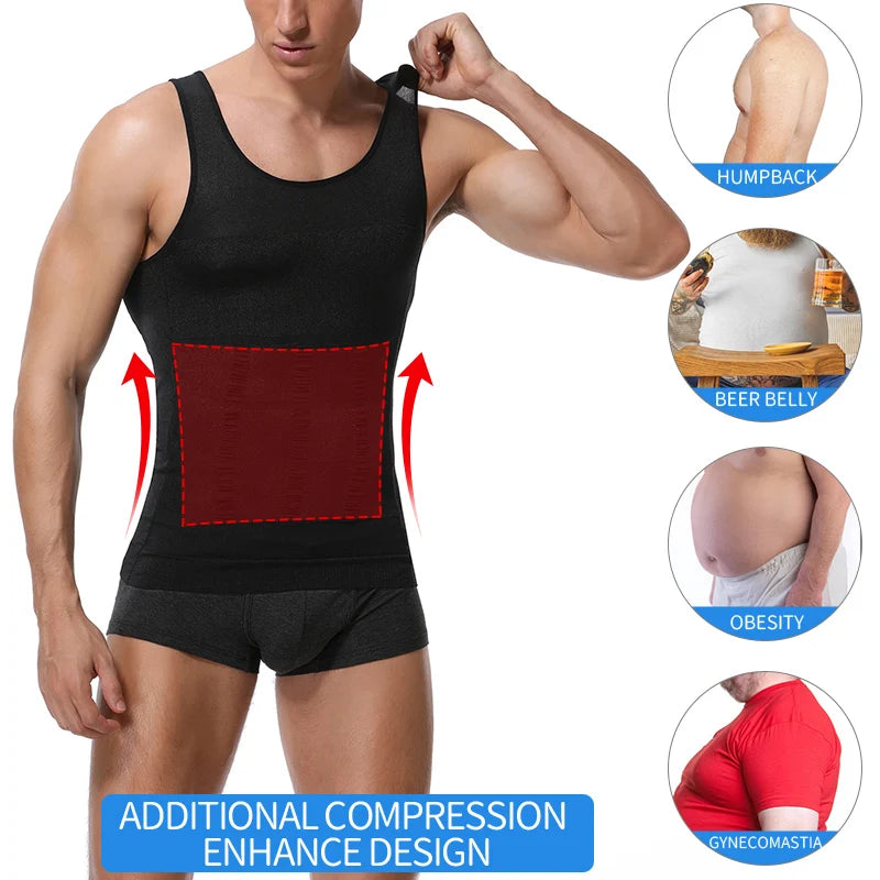 Mens Body Shaper Belly Reducing Shapewear Abs Abdomen Slimming Compression Shirts Corset Top Fitness Hide Gynecomastia Underwear