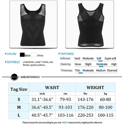 Men Chest Compression Shirt Slimming Body Shaper Posture Vest Tummy Control Shapewear Abdomen Undershirt Underwear Girdle Corset