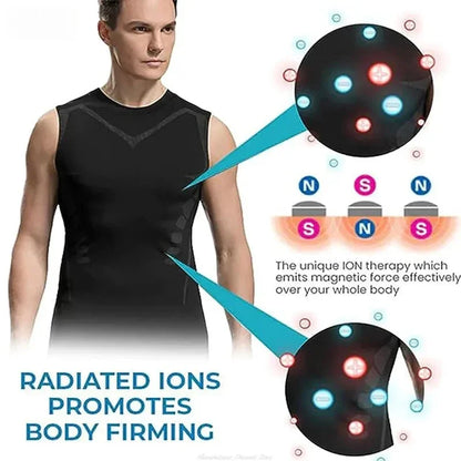 Men's Ionic Shaping Vest Ice-Silk Slimming Vest Body Shaper Compression T-Shirts Tank Top Tummy Control Quick-dry Fitness Shirts