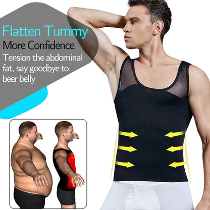 Men Chest Compression Shirt Slimming Body Shaper Posture Vest Tummy Control Shapewear Abdomen Undershirt Underwear Girdle Corset