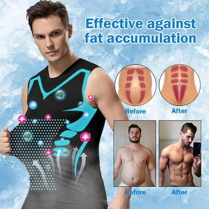 Men's Ionic Shaping Vest Ice-Silk Slimming Vest Body Shaper Compression T-Shirts Tank Top Tummy Control Quick-dry Fitness Shirts