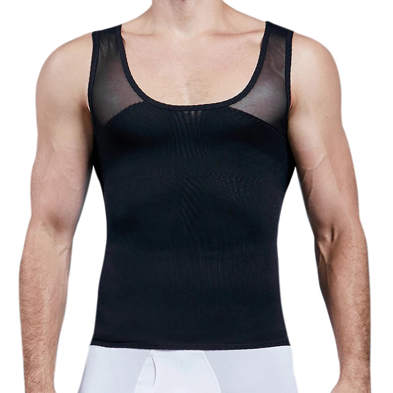 Men Chest Compression Shirt Slimming Body Shaper Posture Vest Tummy Control Shapewear Abdomen Undershirt Underwear Girdle Corset