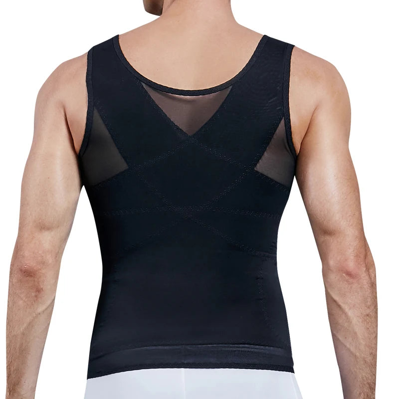 Men Chest Compression Shirt Slimming Body Shaper Posture Vest Tummy Control Shapewear Abdomen Undershirt Underwear Girdle Corset