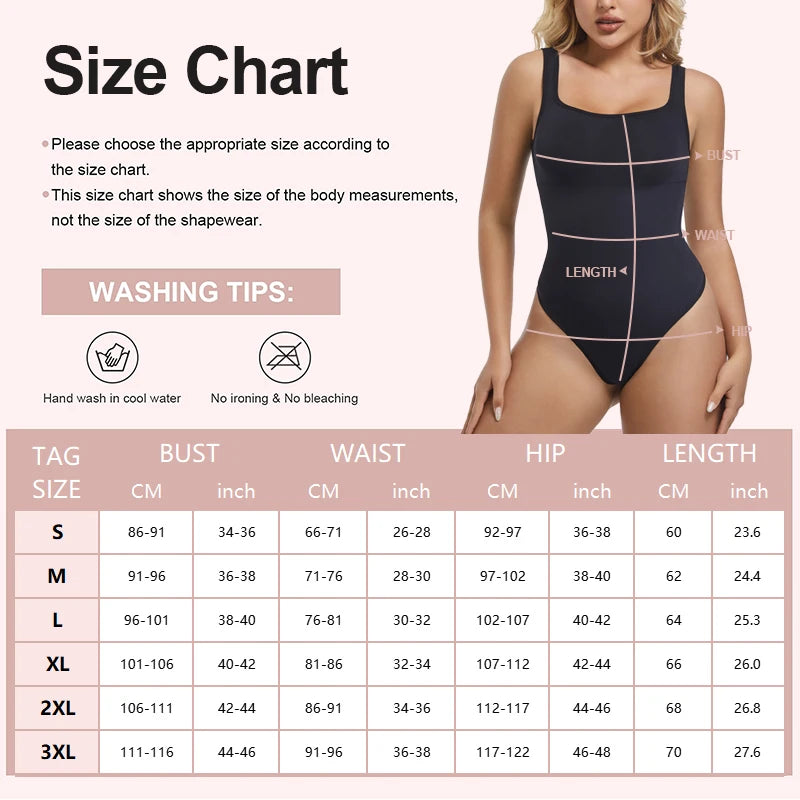 Seamless Bodysuit Women Shapewear Tummy Control Square Collar Tank Top U-Shape Backless Body Shaper Thongs Underwear Slim Waist