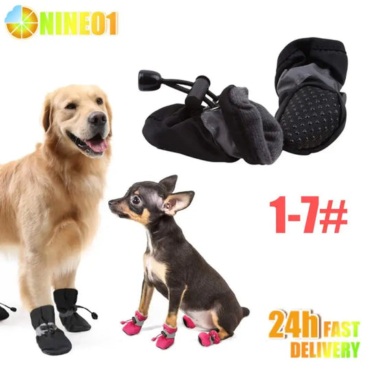 Dog Boots With Suspenders Waterproof Dog Shoes Paw Protectors Adjustable Pet Clothing Booties For Dog Winter Outdoor Supplies