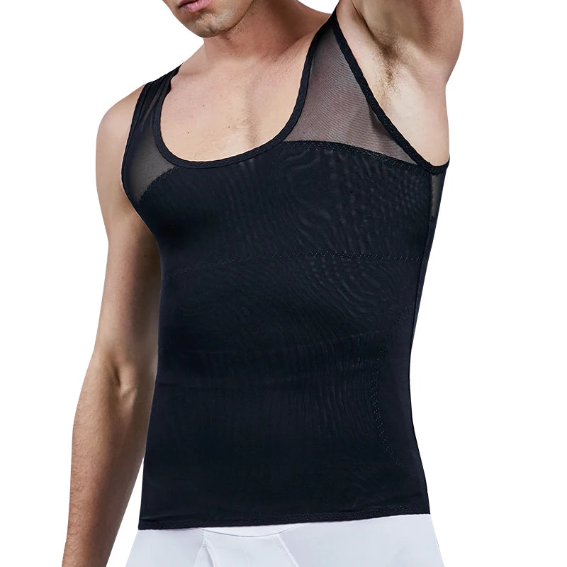 Men Chest Compression Shirt Slimming Body Shaper Posture Vest Tummy Control Shapewear Abdomen Undershirt Underwear Girdle Corset