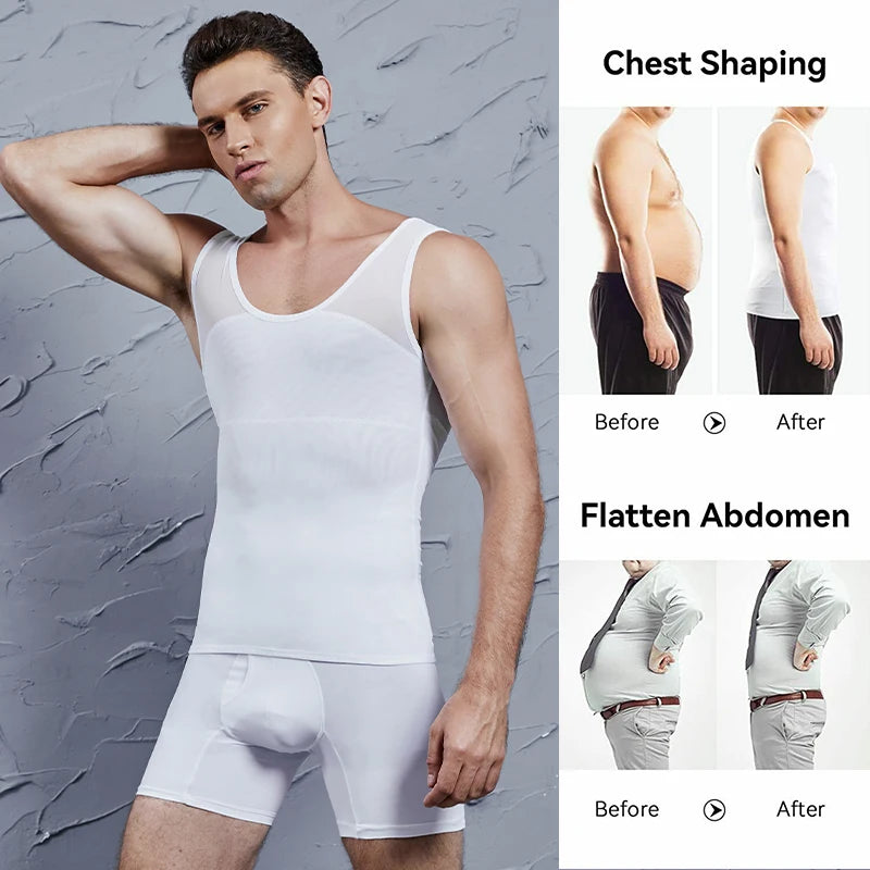 Men Chest Compression Shirt Slimming Body Shaper Posture Vest Tummy Control Shapewear Abdomen Undershirt Underwear Girdle Corset