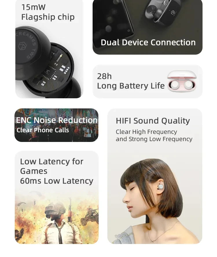 Pre-order ROSE TECHNICS Ceramics Bluetooth 5.3 Earphone Wireless with ENC Noise Canceling Dual Connect 60ms Latency for Workout