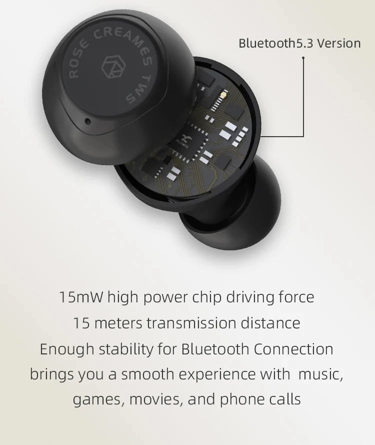 Pre-order ROSE TECHNICS Ceramics Bluetooth 5.3 Earphone Wireless with ENC Noise Canceling Dual Connect 60ms Latency for Workout